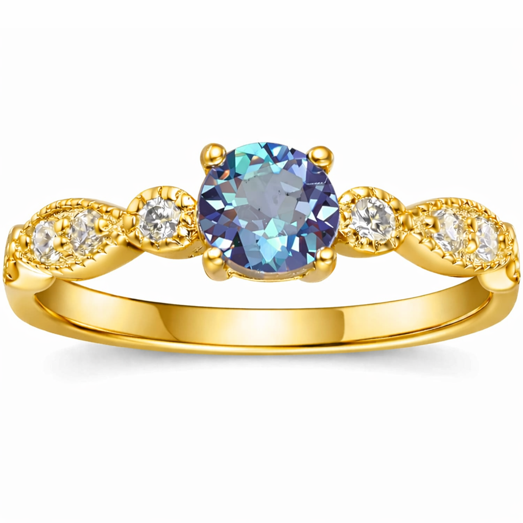 22k Gold Vermeil Alexandrite Solitaire Engagement Ring