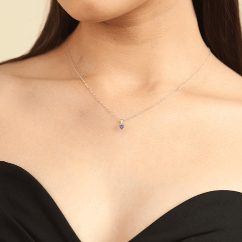 Amethyst Heart Necklace Fine Color Jewels 925 Sterling Silver, Amethyst, dla-dm-discount-all-143240, dla-dm-discount-all-154898, heart, necklaces, Purple, sale