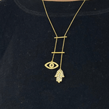 Emerald Evil Eye and Hamsa Necklace - FineColorJewels
