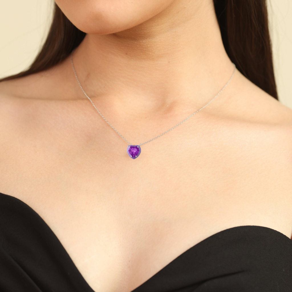 Natural Amethyst Heart Pendant Necklace