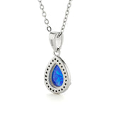 Blue Opal Teardrop Pendant Necklace