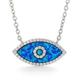 Marquise Blue Opal Evil Eye Necklace October birthday blue opal pendant evil eye necklace good luck necklace good luck gift opal eye necklace blue evil eye gift blue eye pendant evil eye pendant- FineColorJewels