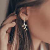 Rhodolite Garnet Leaf Dangling Earrings
