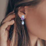 Blue Topaz and Amethyst Statement Earrings