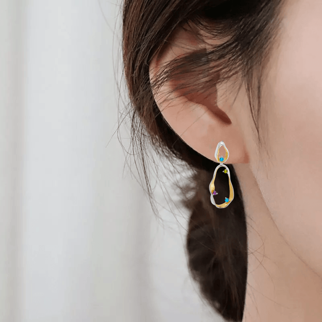 Multi Color Dangling Earrings Fine Color Jewels $50-100, 925-Sterling-Silver, Amethyst, Blue Topaz, Dangle, dla-dm-discount-all-143240, dla-dm-discount-all-154898, Hoop, Peridot, Round, sale