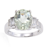 Green amethyst oval shape ring, amethyst cocktail ring for women, statement ring for women