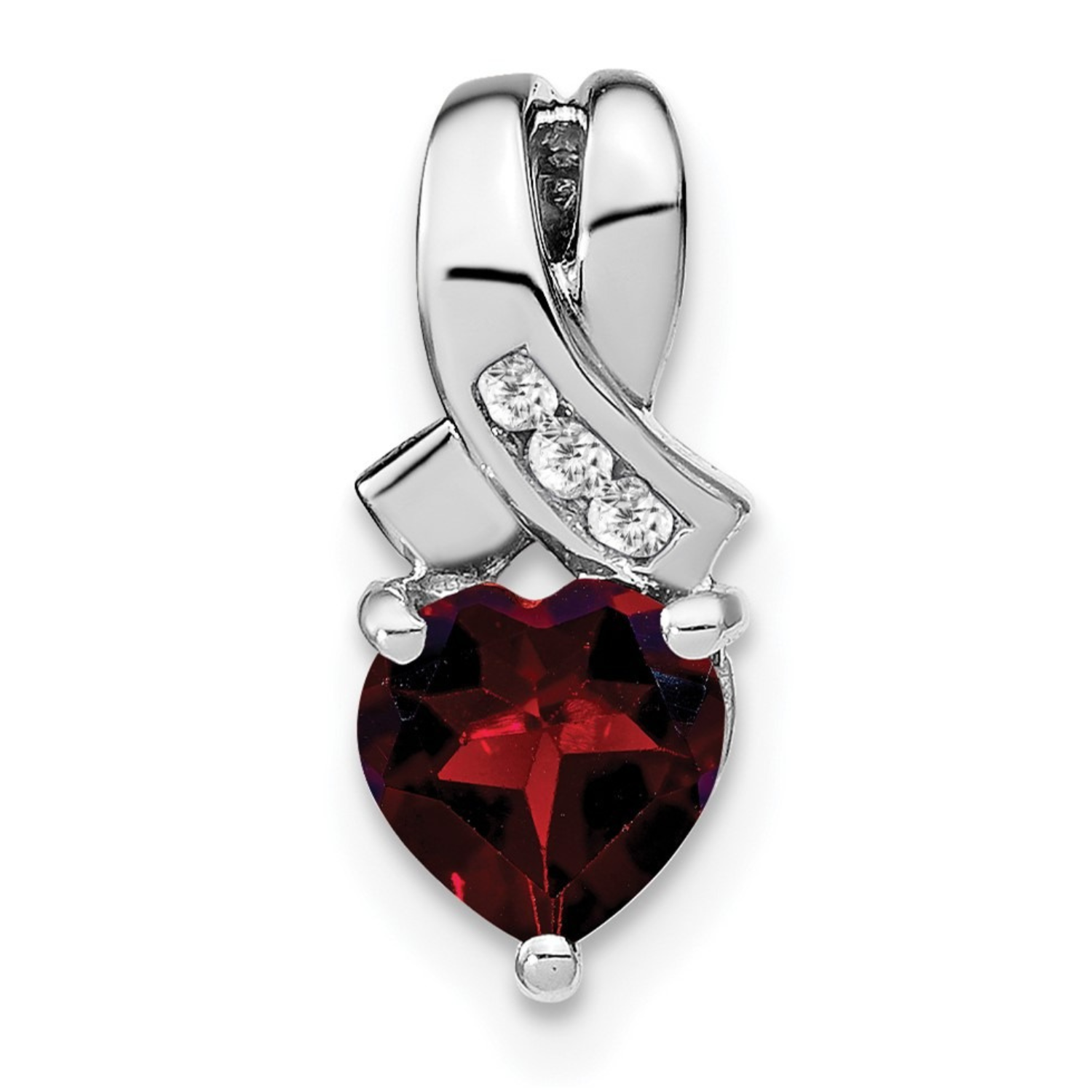 Sterling Silver Gemstones and Diamond Heart Pendant