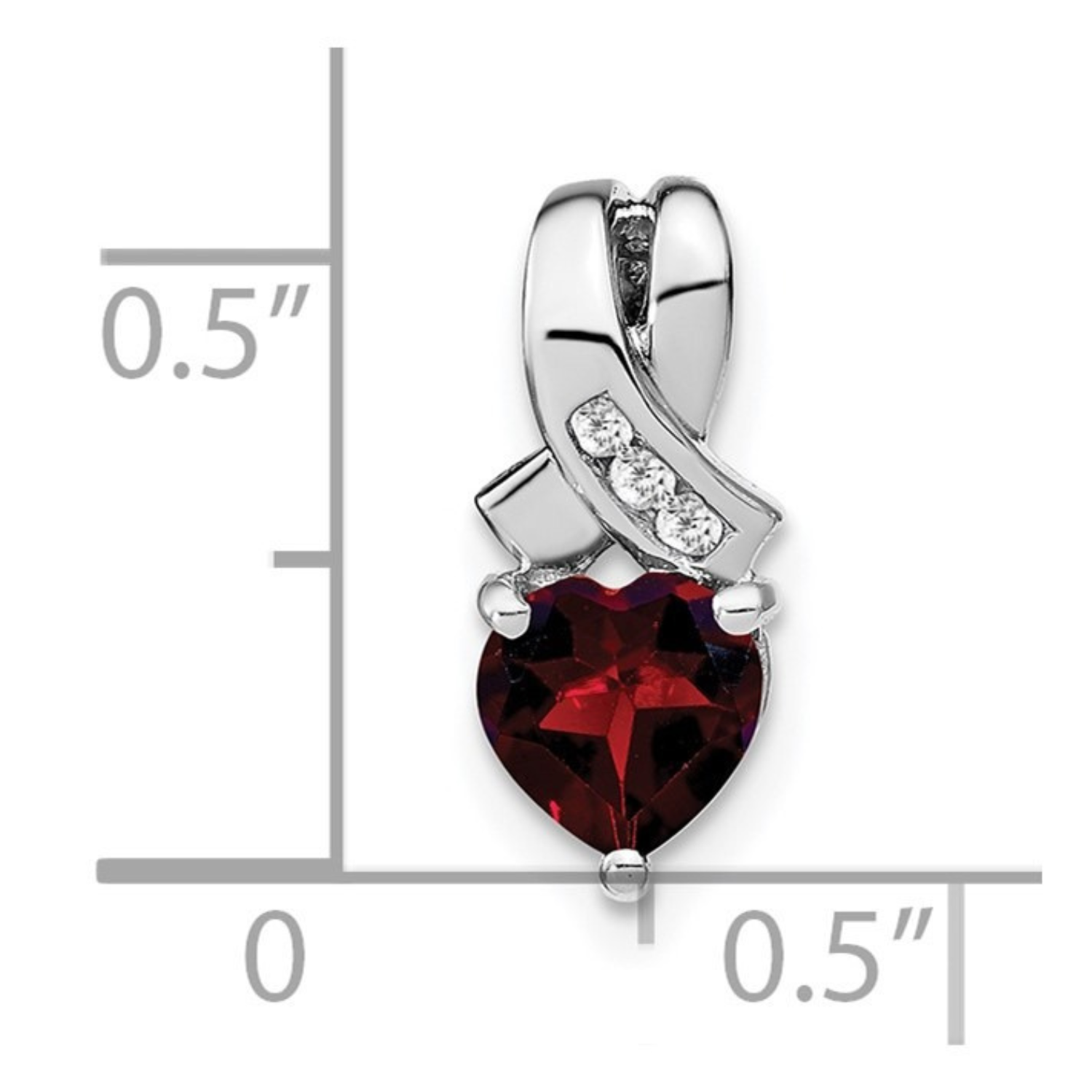 Sterling Silver Gemstones and Diamond Heart Pendant