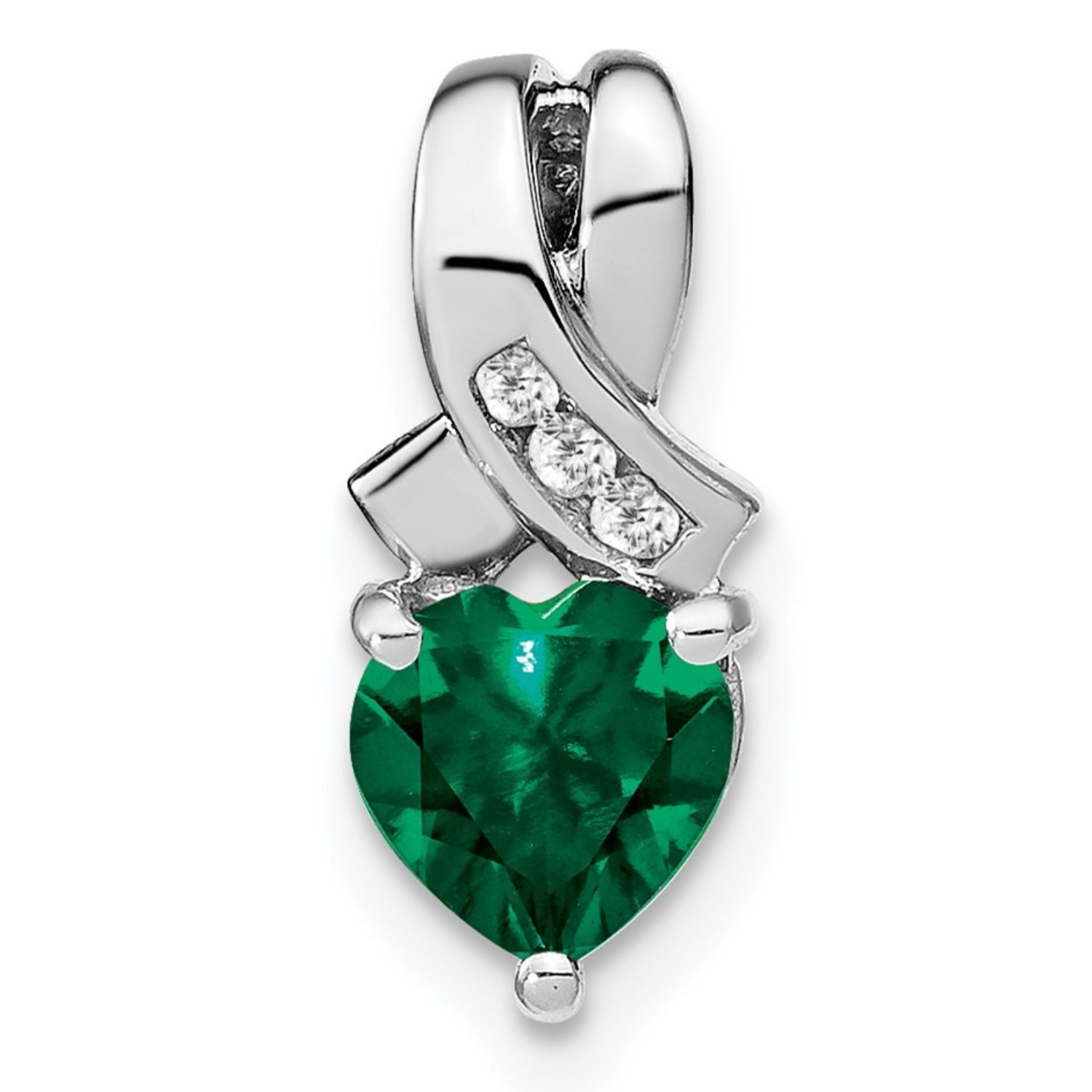 Sterling Silver Gemstones and Diamond Heart Pendant