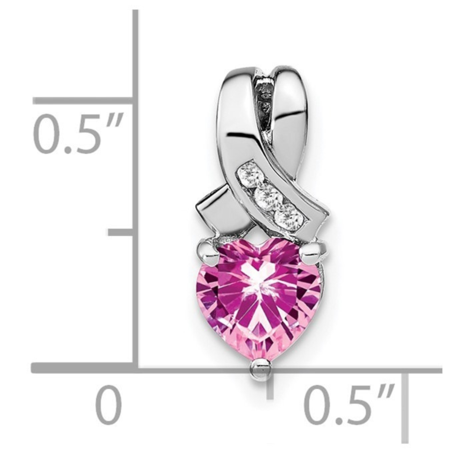 Sterling Silver Gemstones and Diamond Heart Pendant