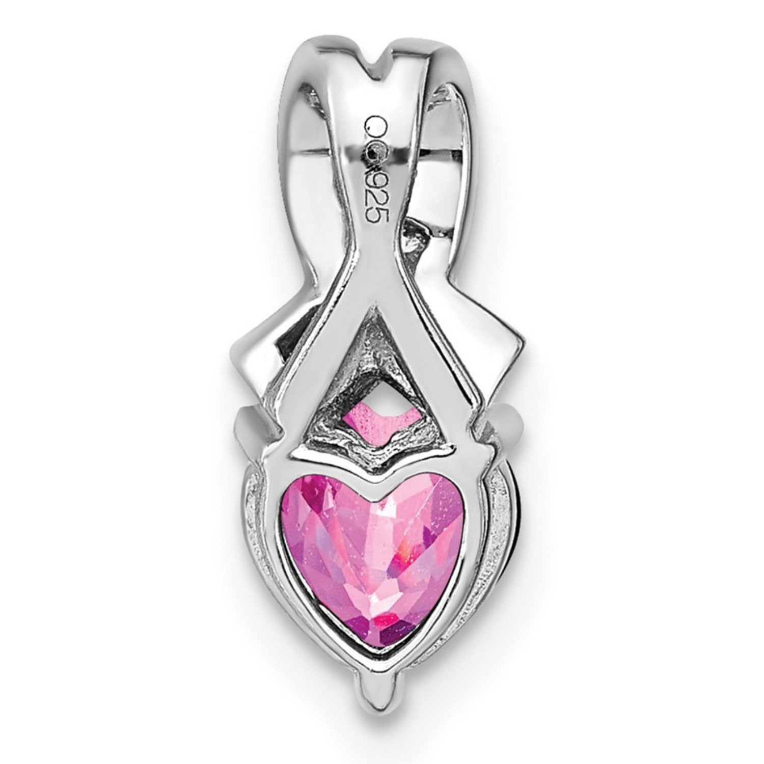 Sterling Silver Gemstones and Diamond Heart Pendant