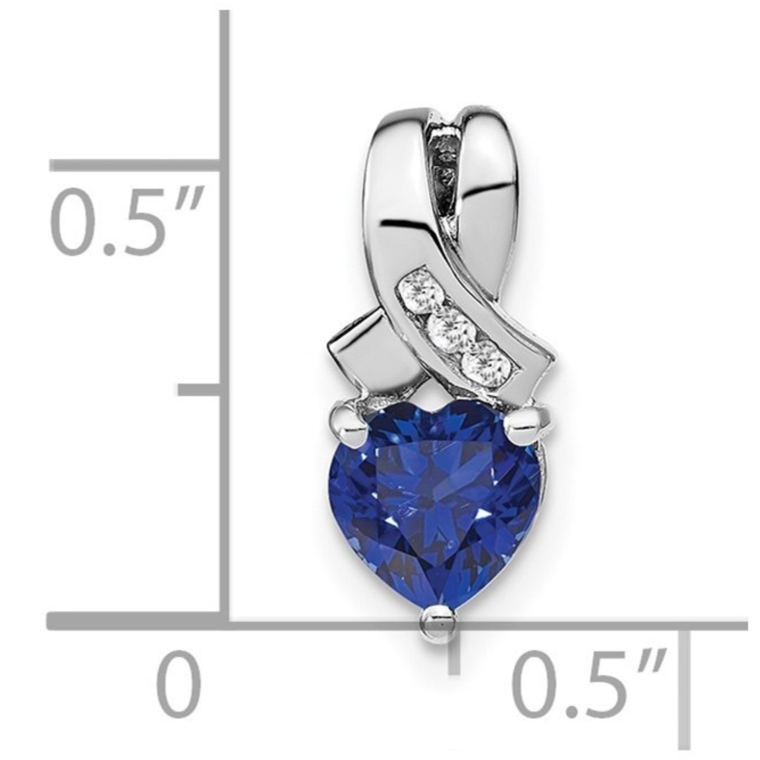 Sterling Silver Gemstones and Diamond Heart Pendant