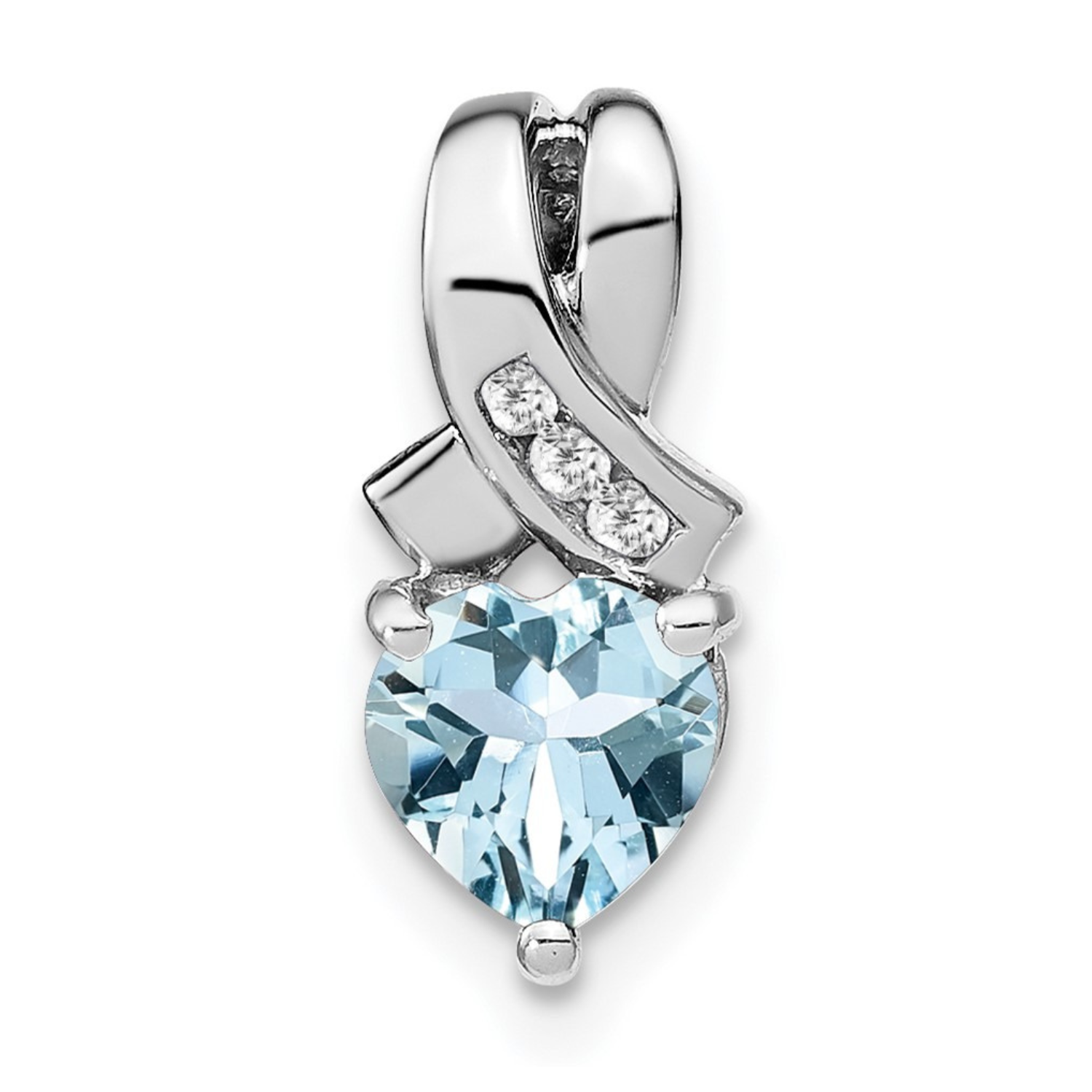 Sterling Silver Gemstones and Diamond Heart Pendant