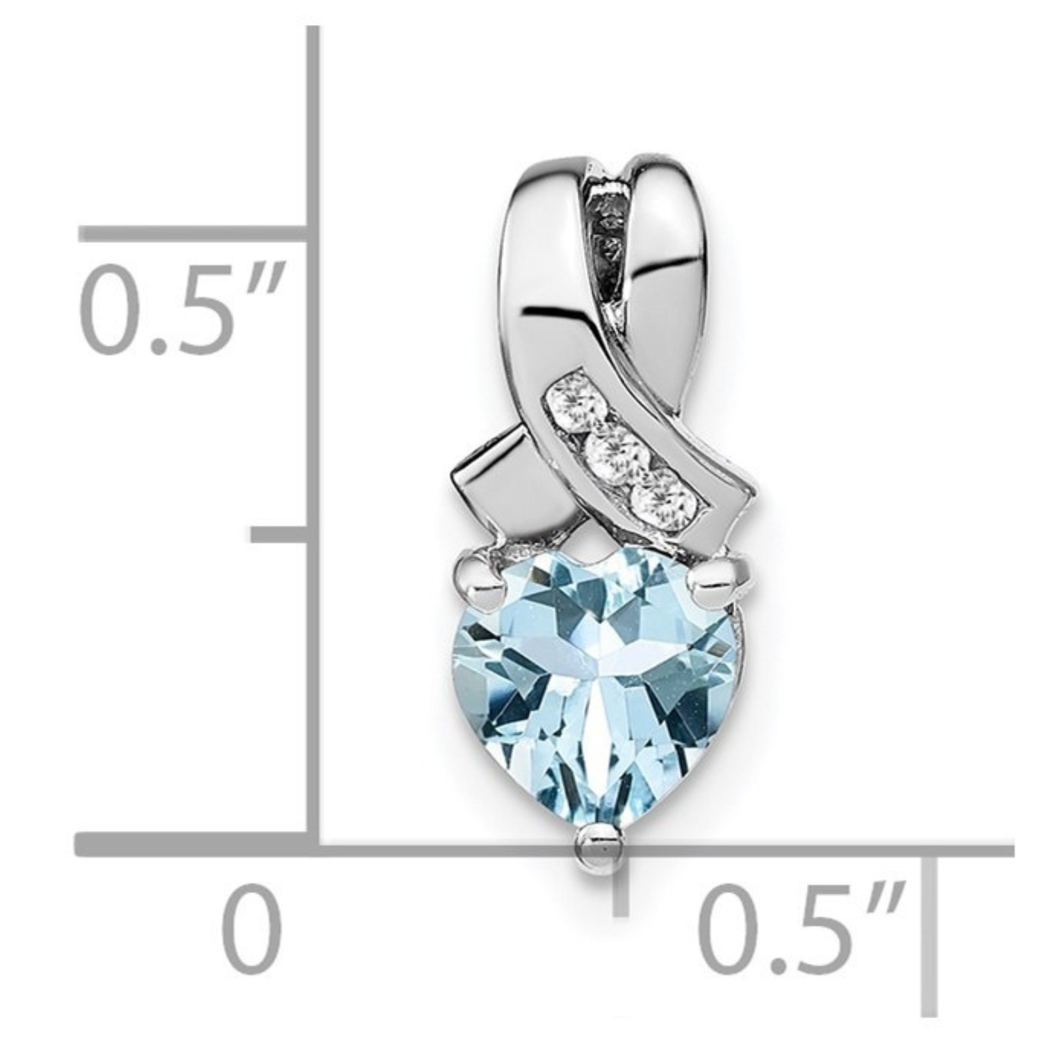 Sterling Silver Gemstones and Diamond Heart Pendant