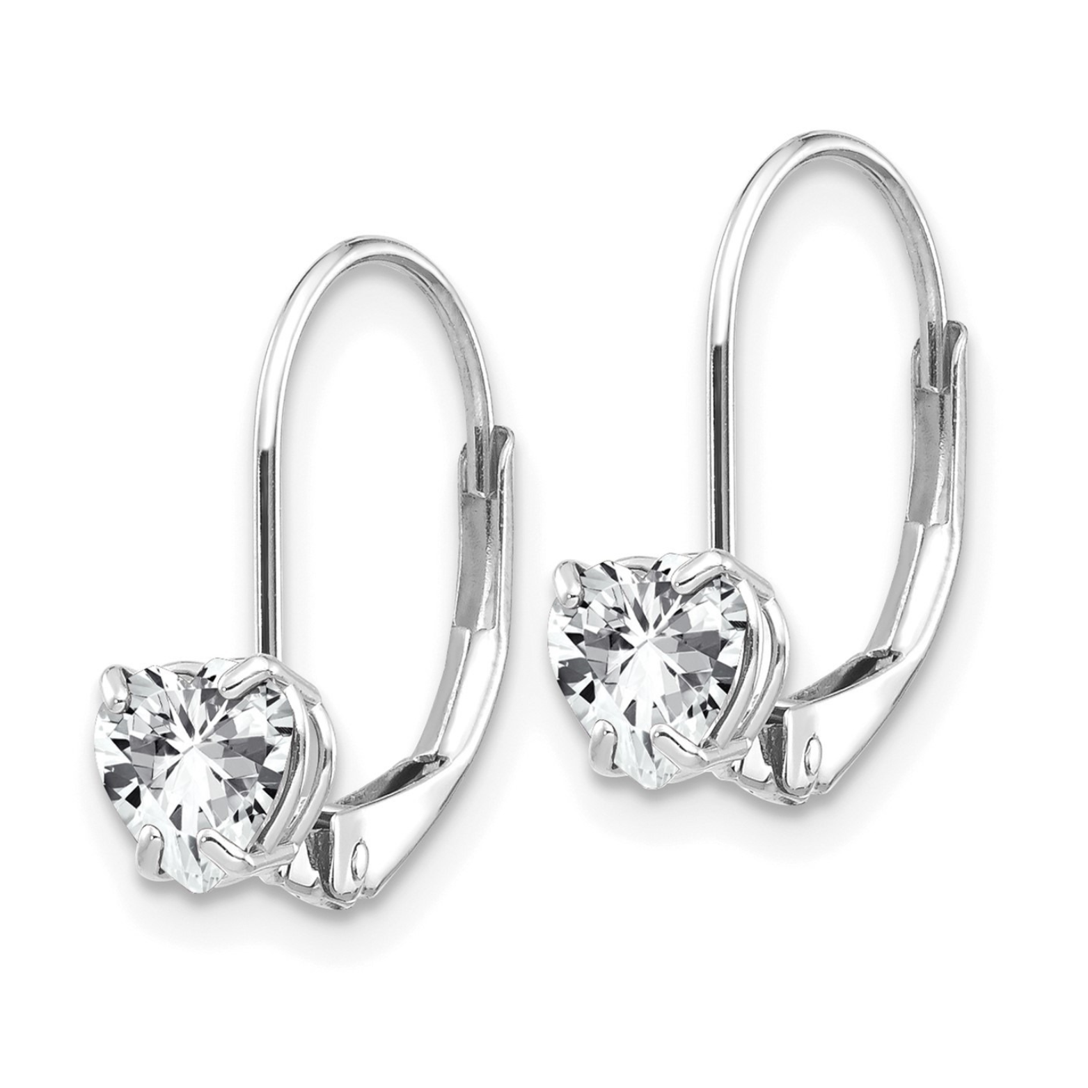 14k Gold Heart Gemstone Leverback Earrings