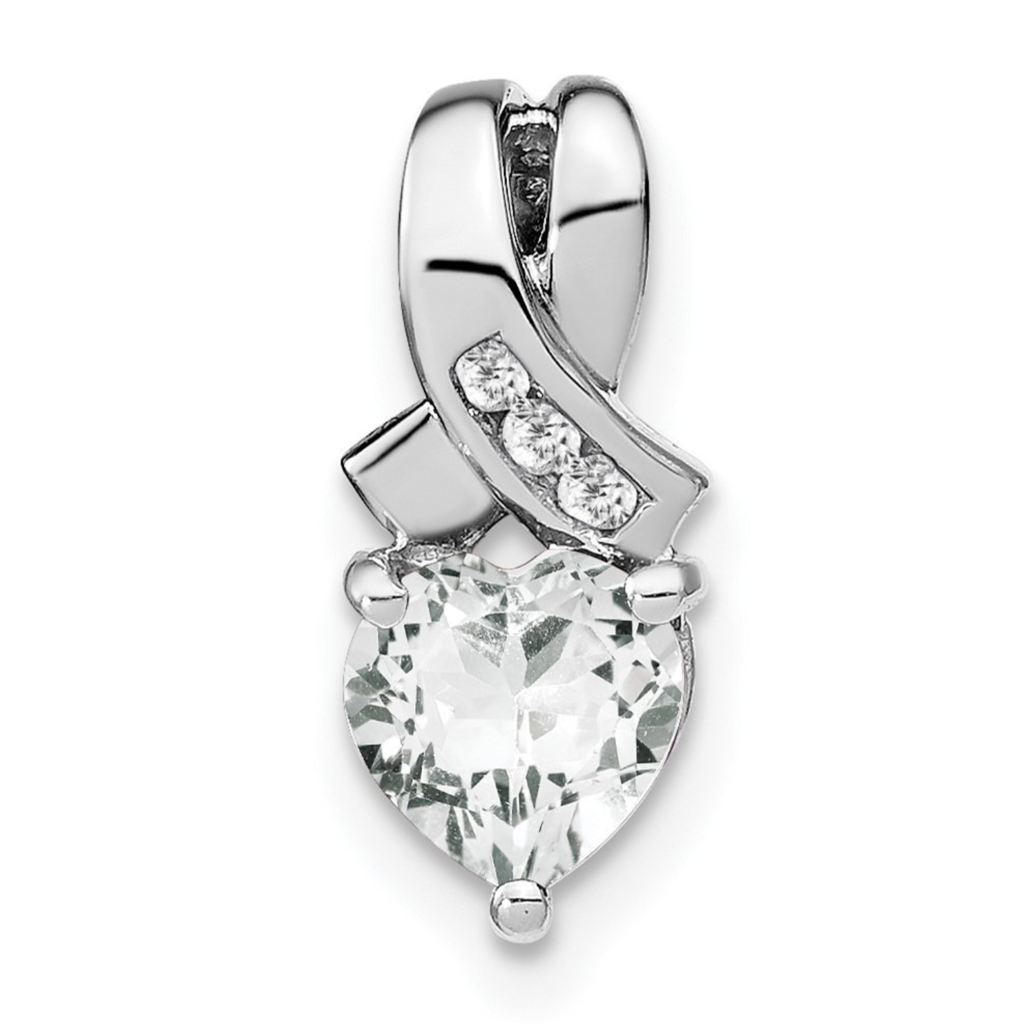 Sterling Silver Gemstones and Diamond Heart Pendant