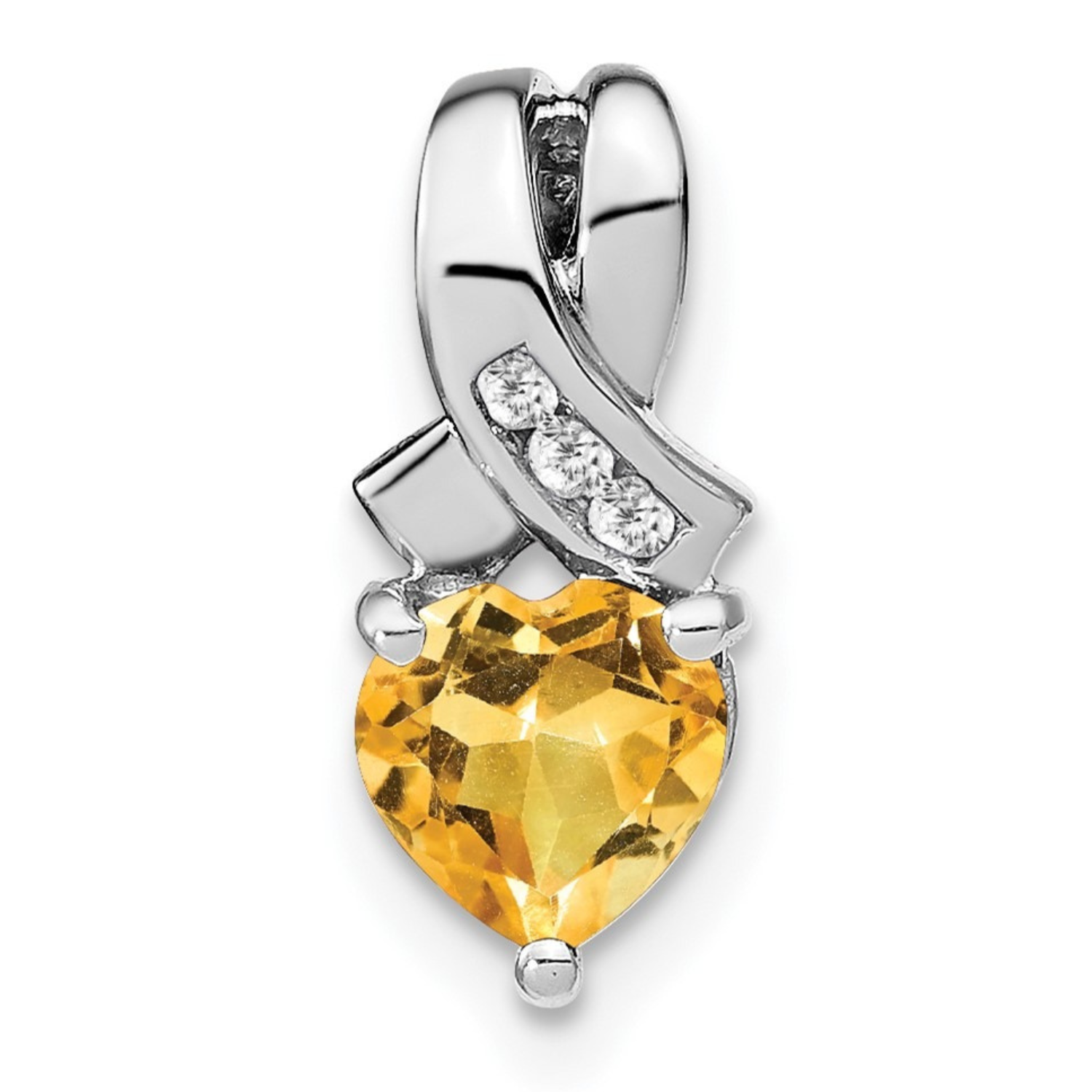 Sterling Silver Gemstones and Diamond Heart Pendant