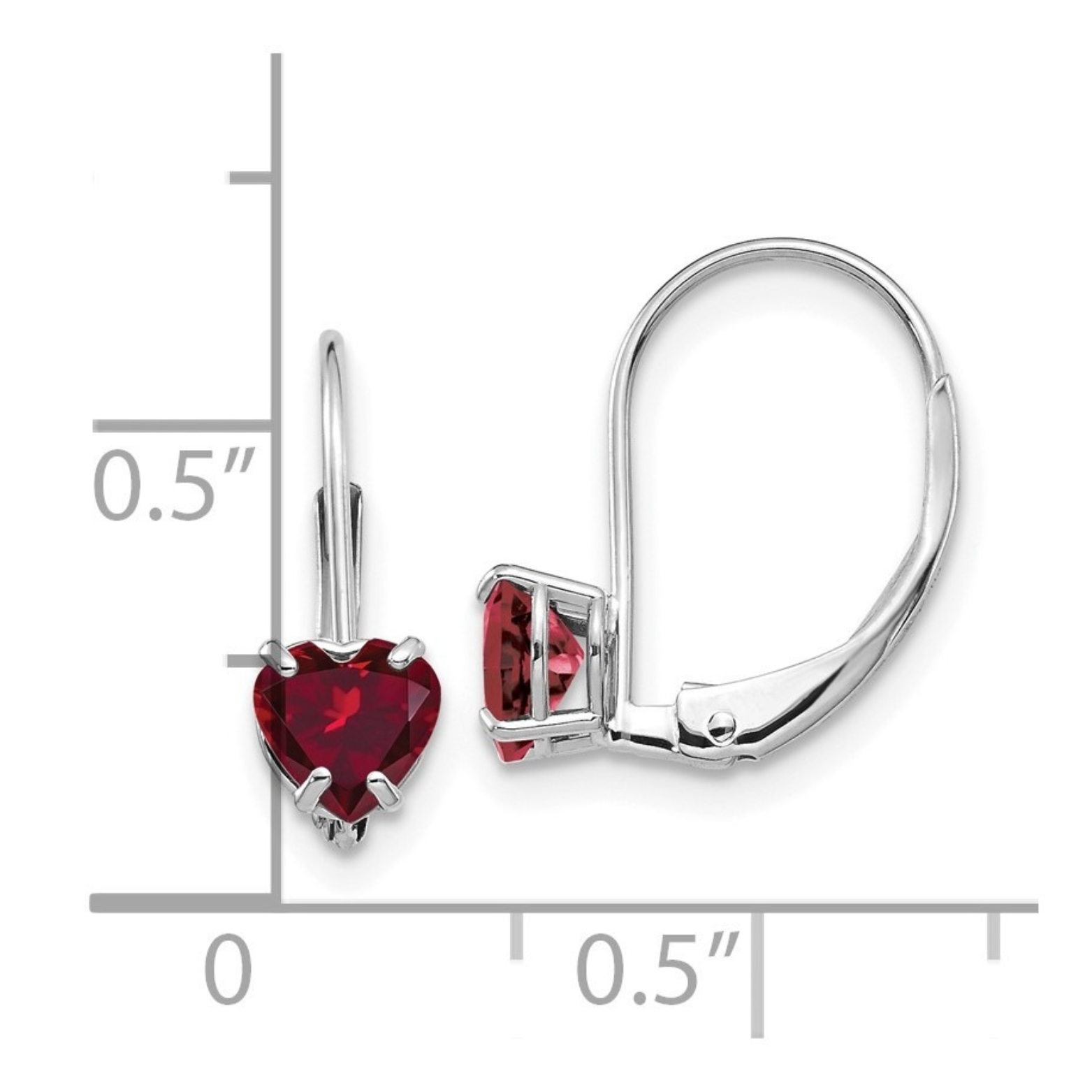 14k Gold Heart Gemstone Leverback Earrings