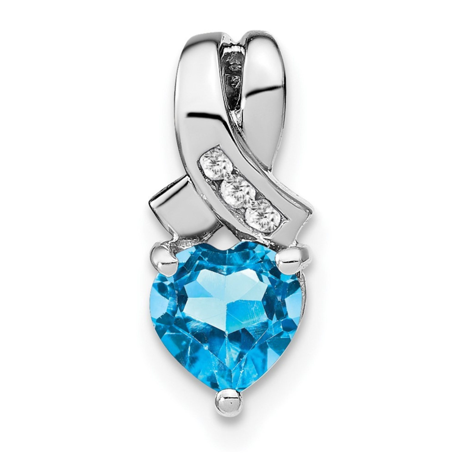 Sterling Silver Gemstones and Diamond Heart Pendant