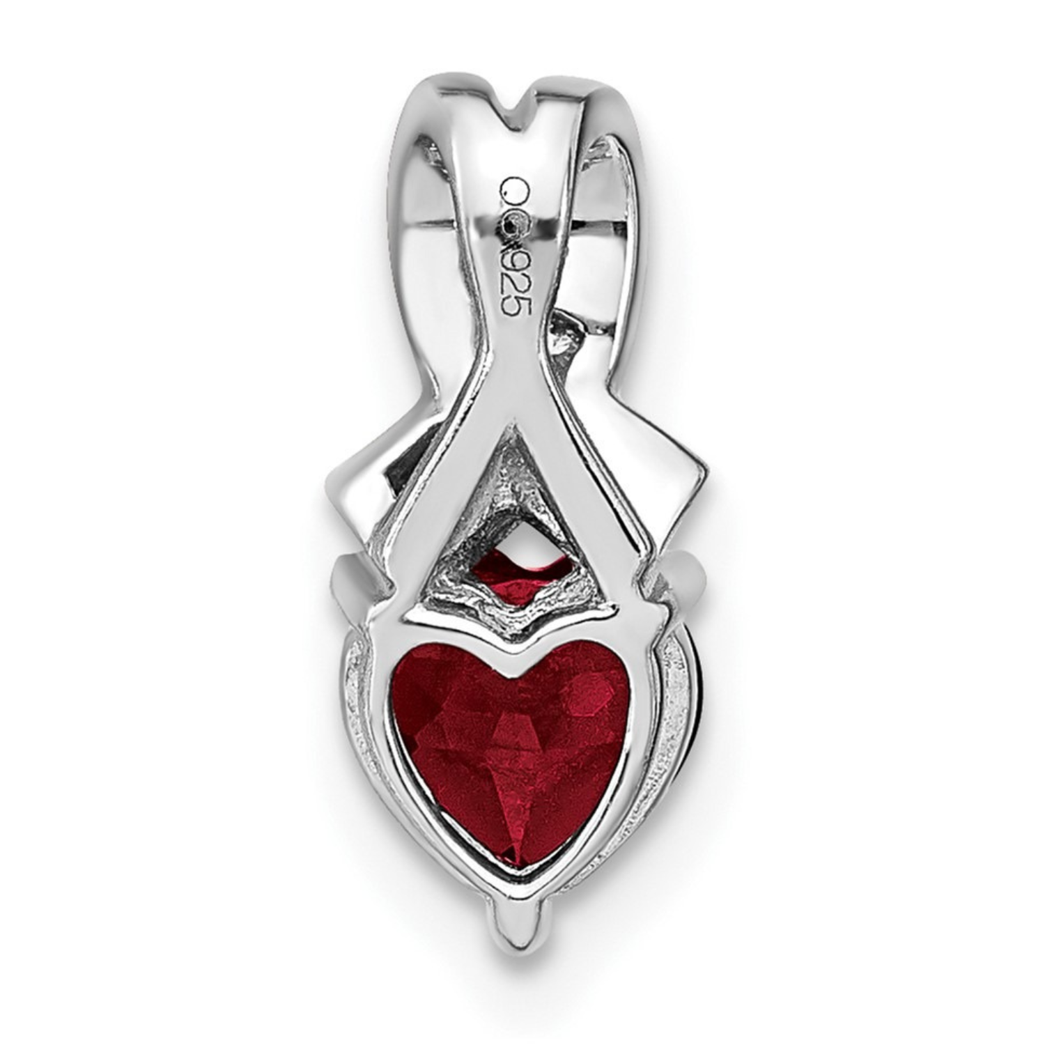 Sterling Silver Gemstones and Diamond Heart Pendant