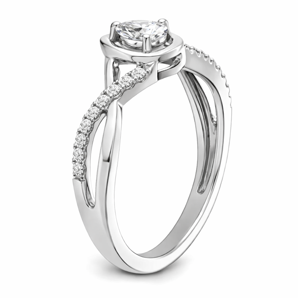 14k White Gold Pear Diamond Engagement Ring