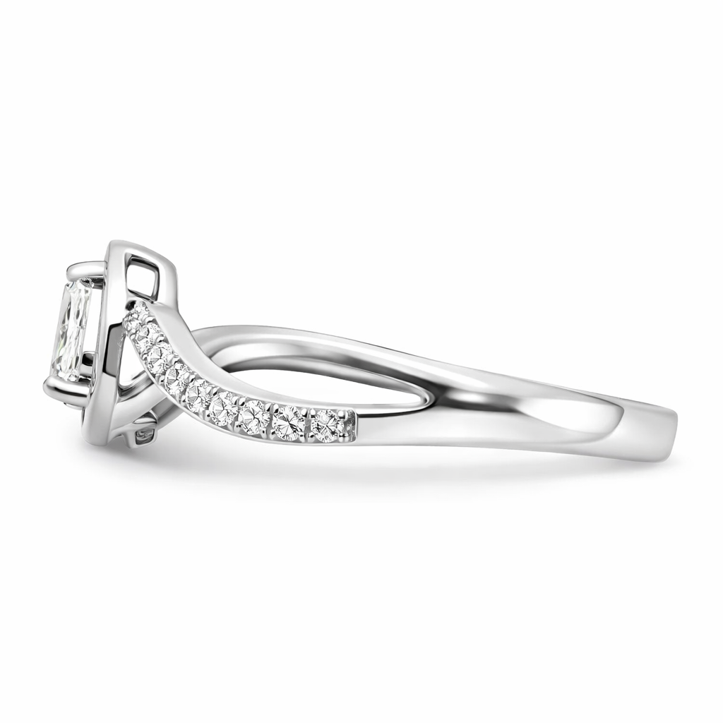 14k White Gold Pear Diamond Engagement Ring