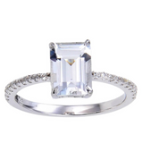 White Topaz Emerald Cut Engagement Ring
