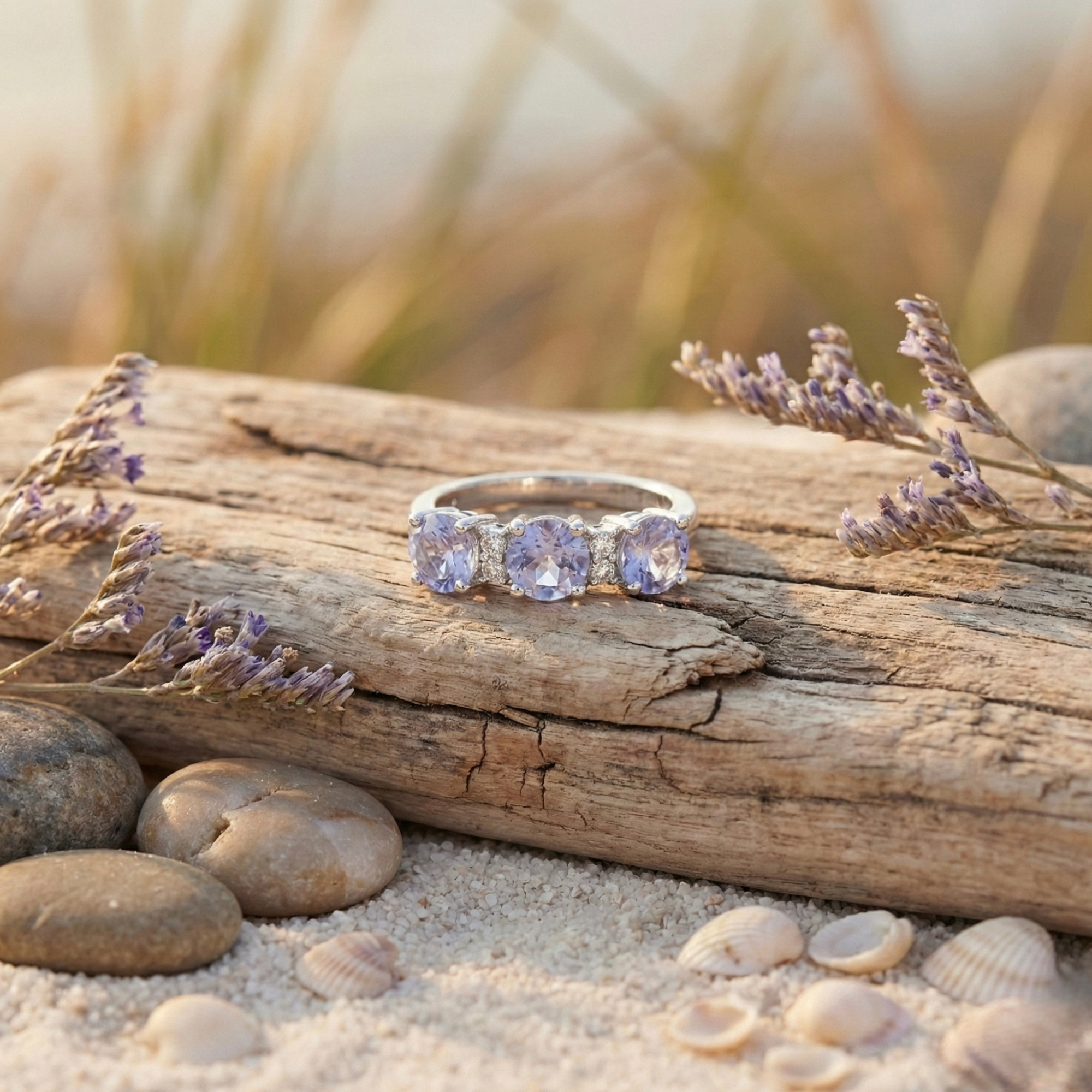 Bague à trois pierres en aigue-marine