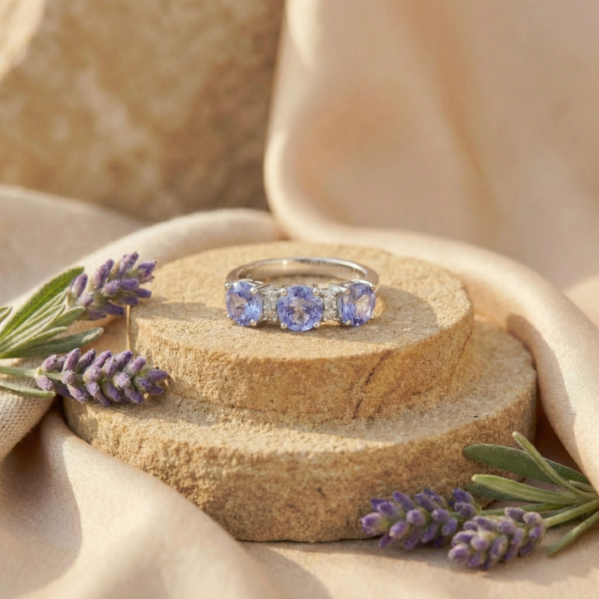 Bague à trois pierres en aigue-marine