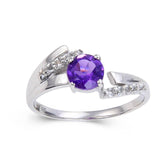 Amethyst Horizantal Baguette Ring with Accents