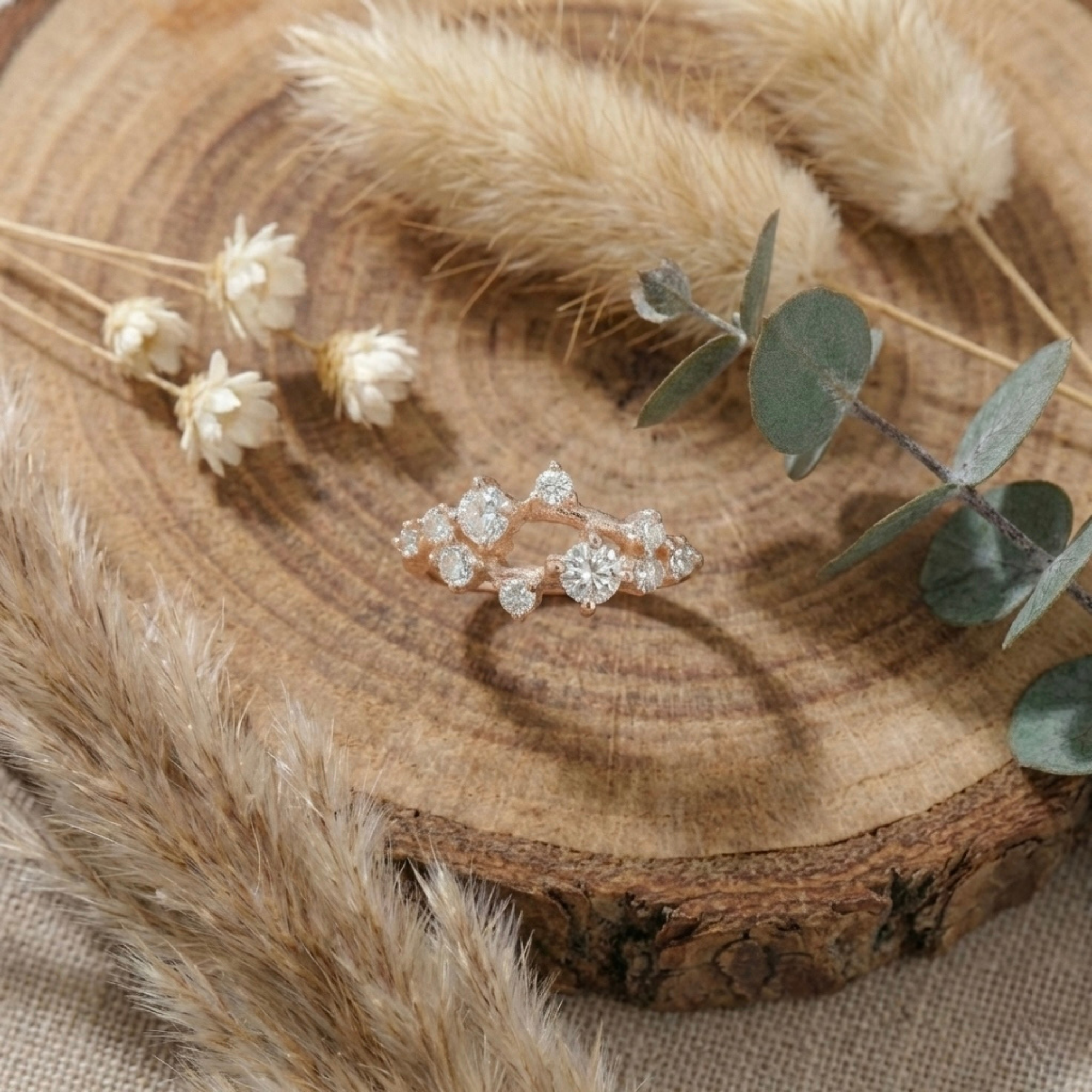 White Sapphire Cluster Ring Fine Color Jewels