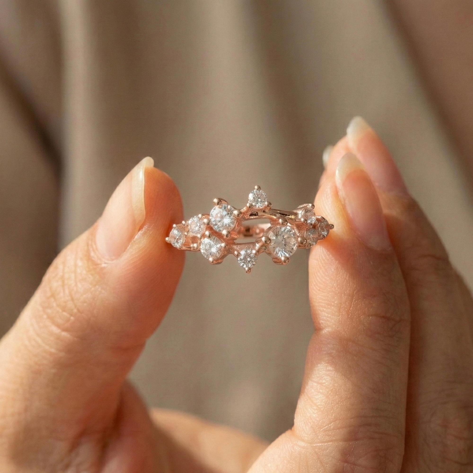 White Sapphire Cluster Ring Fine Color Jewels