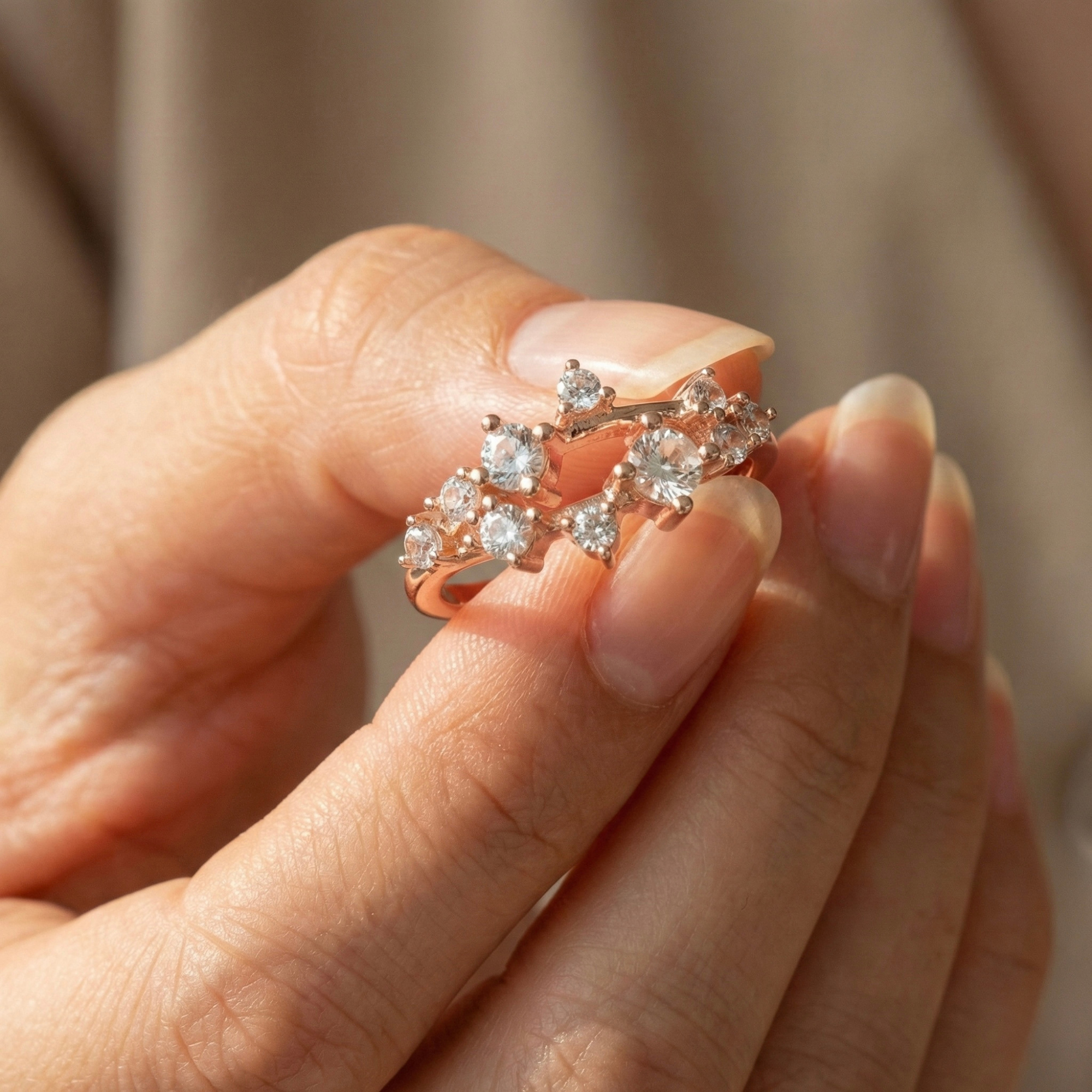 White Sapphire Cluster Ring Fine Color Jewels