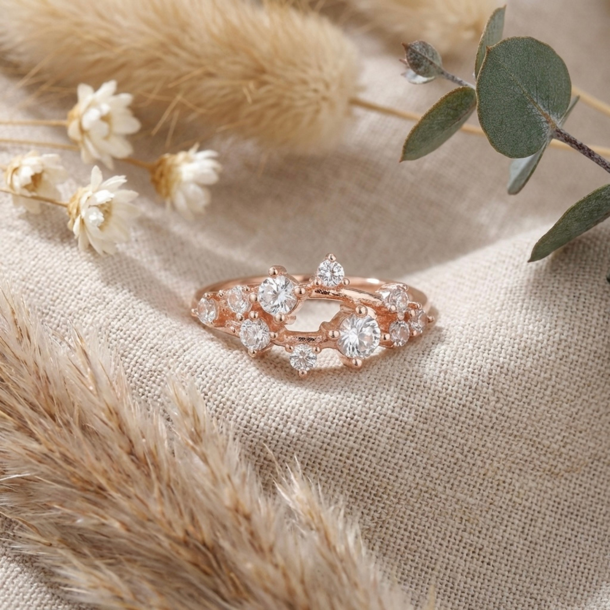 White Sapphire Cluster Ring Fine Color Jewels