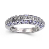 Tanzanite and White Topaz stackable ring, sterling silver and tanzanite ring, 925 sterling silver ring, december birthstone gemstone ring, stunning purple gemstone ring