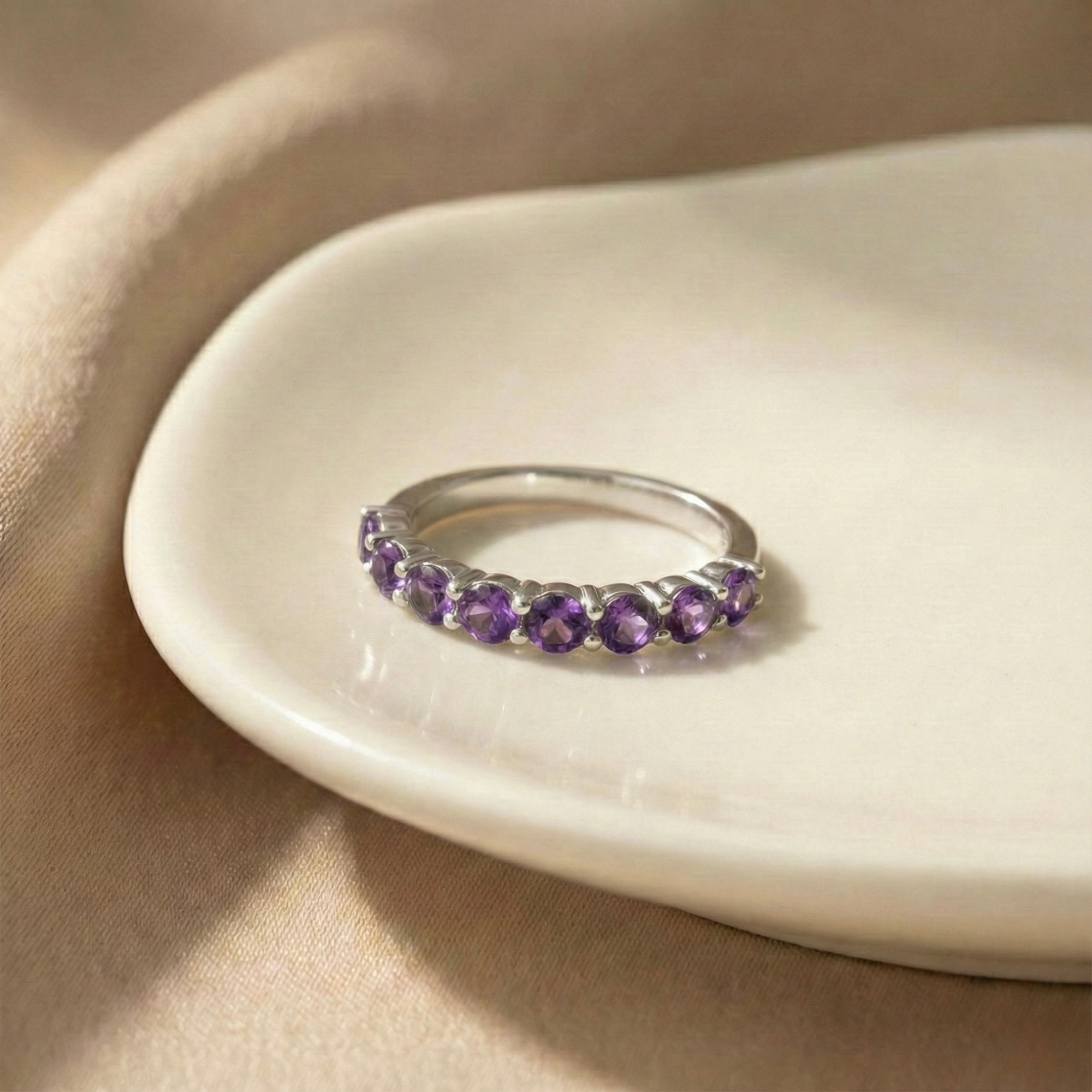 Amethyst Half Eternity Ring