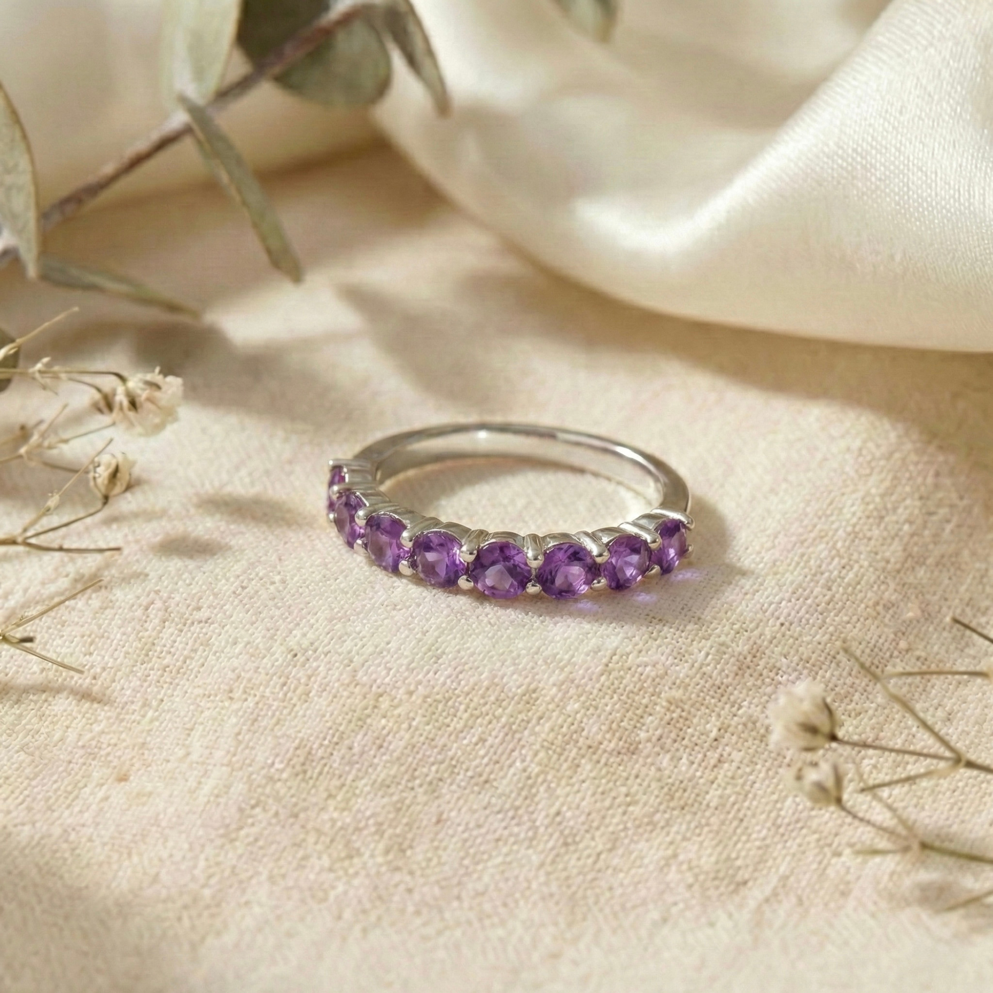 Amethyst Half Eternity Ring