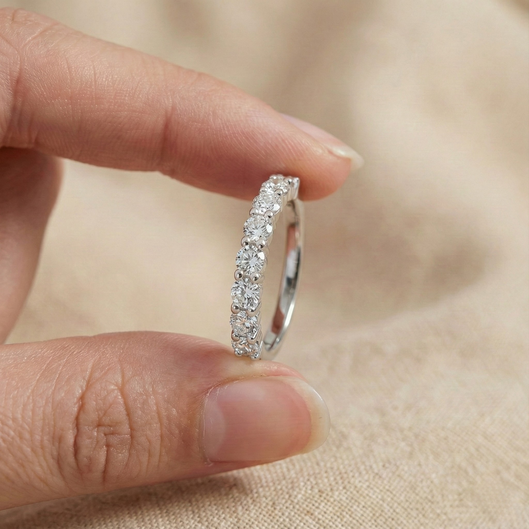 Half Eternity Band Moissanite Ring