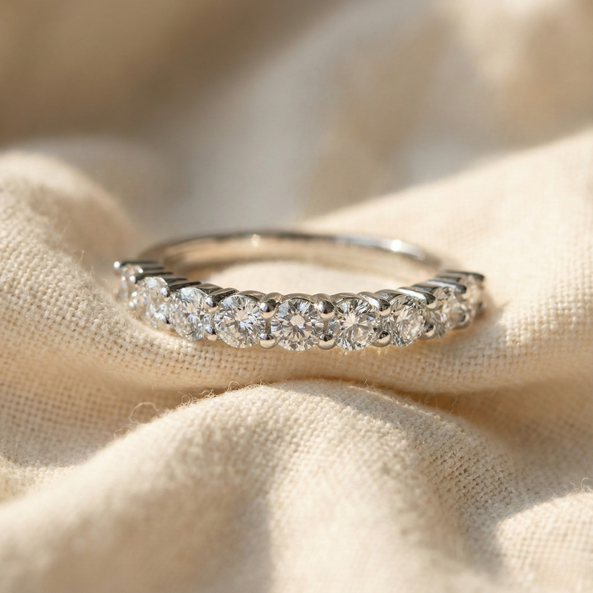 Half Eternity Band Moissanite Ring