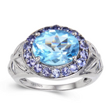 Blue Topaz and Tanzanite Statement Ring, statement ring, chunky ring design