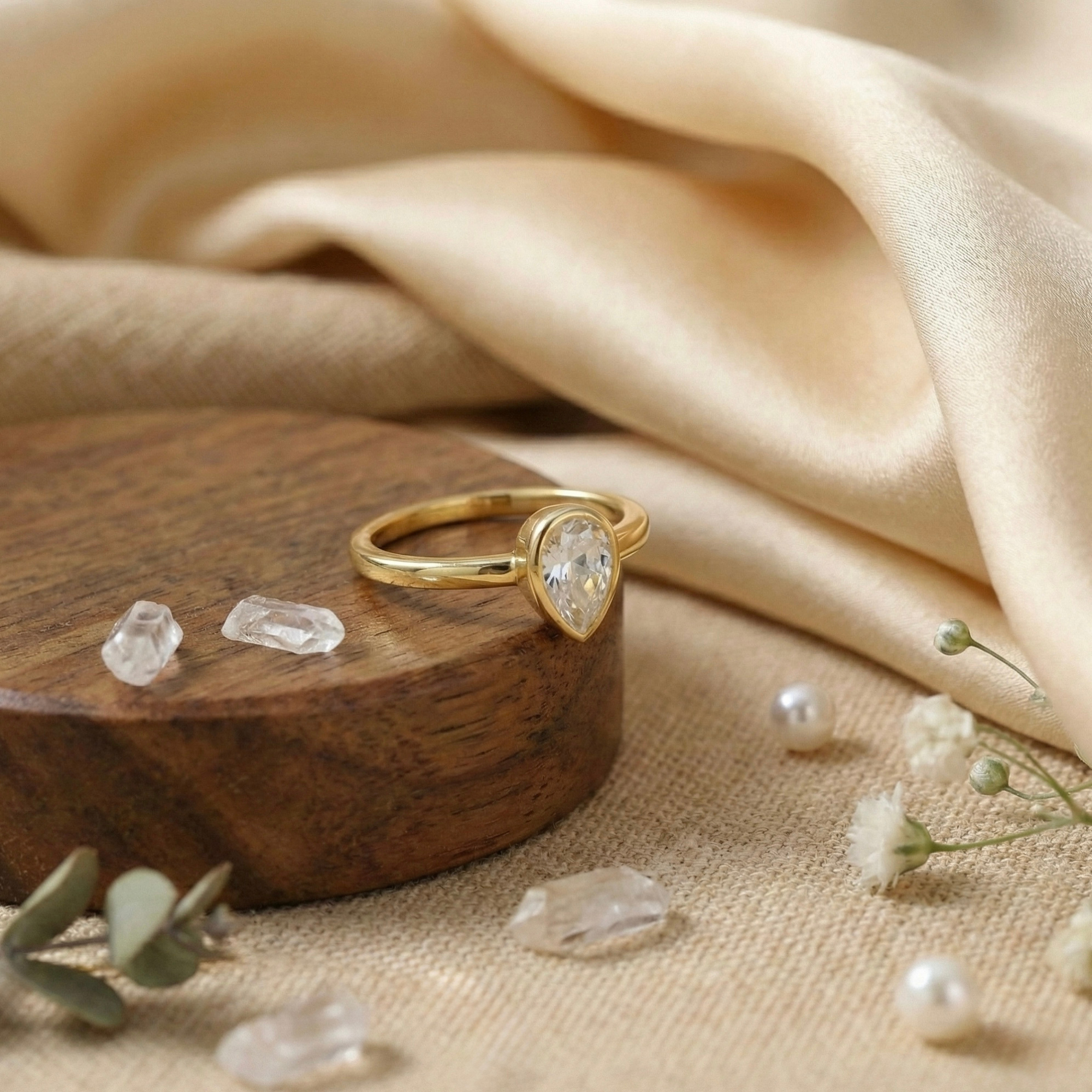 White Topaz Teardrop Ring