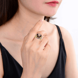 Smokey Quartz Statement Ring Fine Color Jewels $ 100 – 150, 6, 925 Sterling Silver, Brown, dla-dm-discount-all-143240, dla-dm-discount-all-154898, Oval, Round, sale, Smoky Quartz, Statement, White, White Topaz