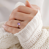 Purple center stone cushion shape, genuine amethyst ring, purple gemstone ring