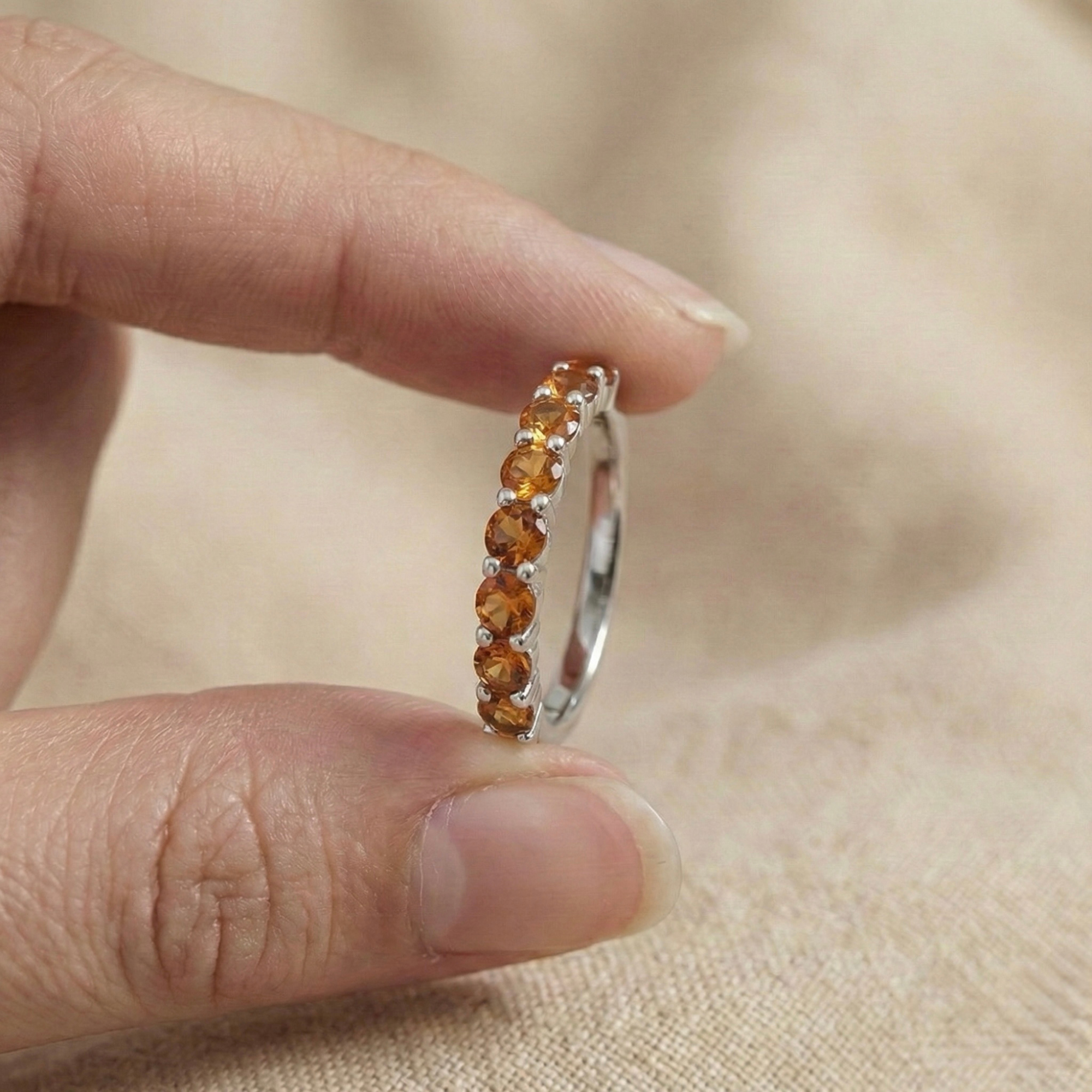 Citrine Half Eternity Ring
