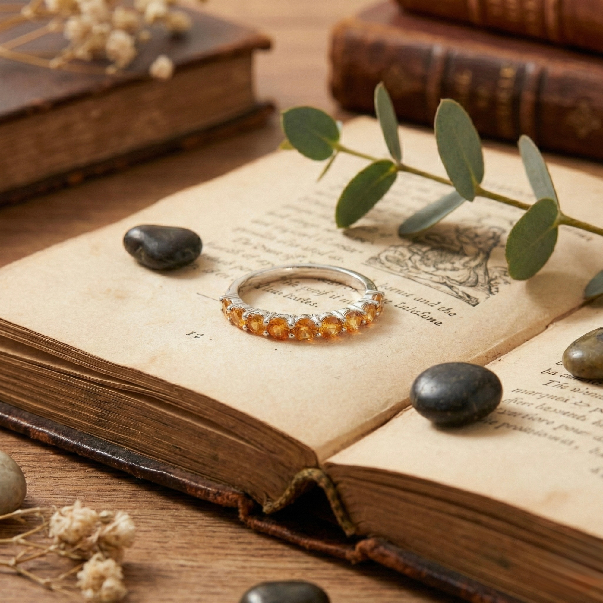 Citrine Half Eternity Ring