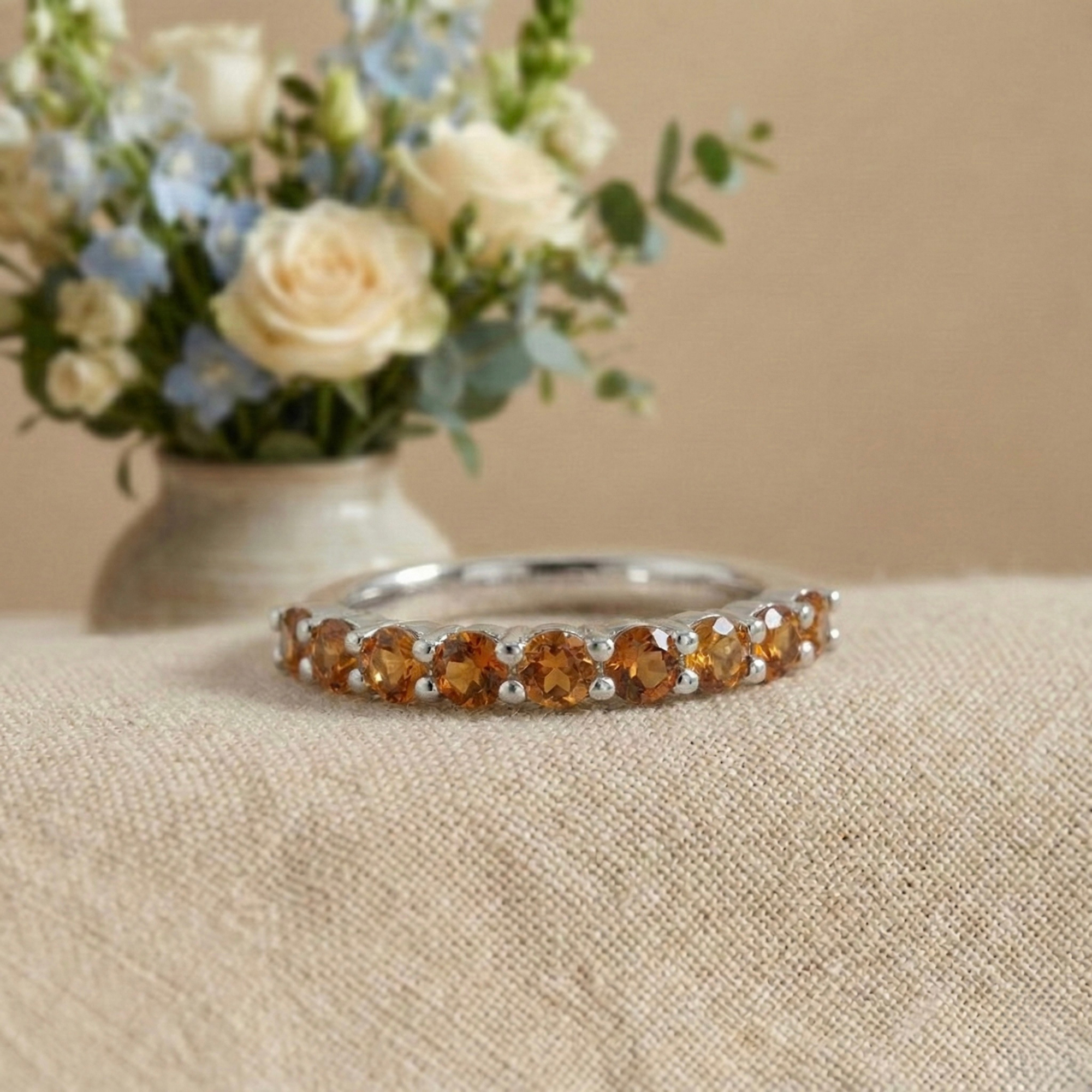 Citrine Half Eternity Ring
