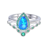Blue Opal Stackable Teardrop Ring