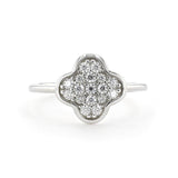 Four Leaf Clover Moissanite Good Luck Ring Silver - FineColorJewels