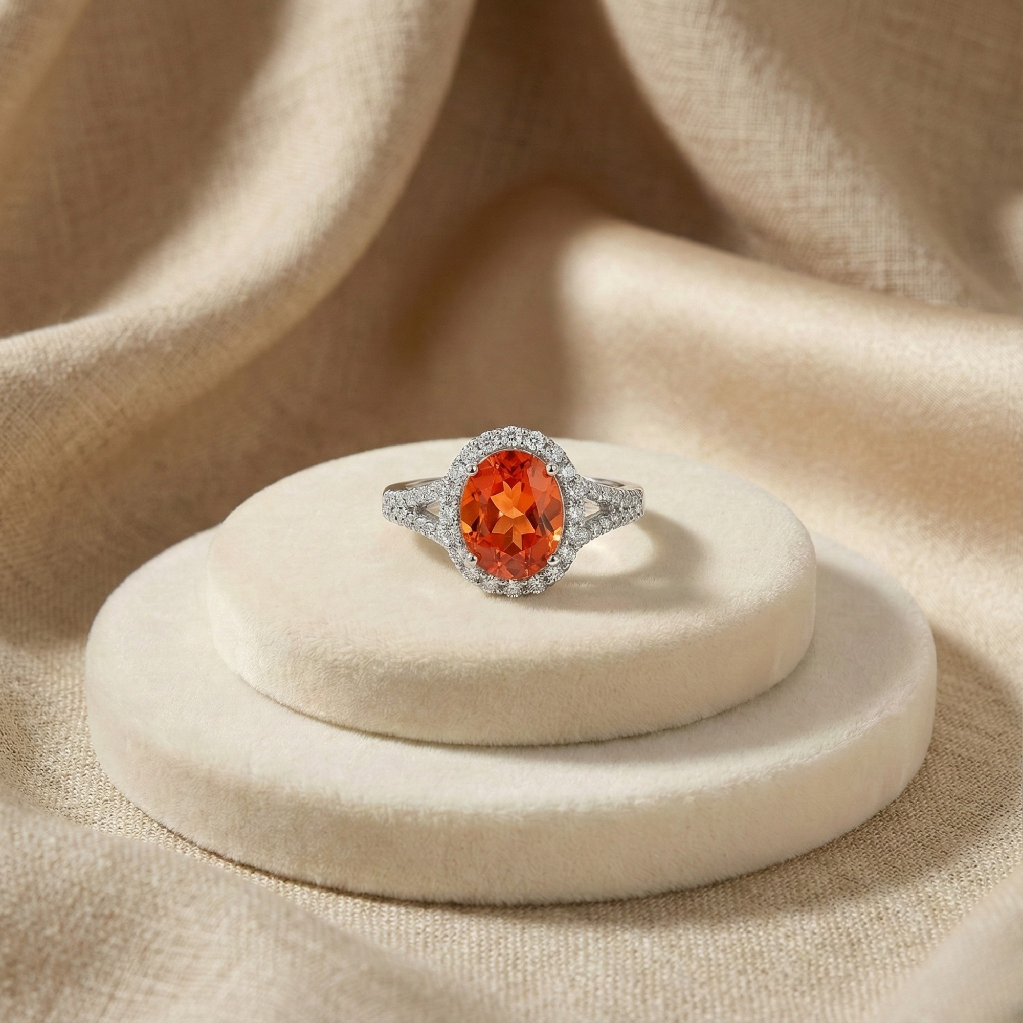 Oval Padparadscha Sapphire Ring