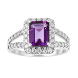 Natural Amethyst Octagon Halo Ring Fine Color Jewels best gift for girls, best gift for women, Bridesmaid Gift for Her, Christmas gift, dla-dm-discount-all-154898, February Birthstone, gift for her, Gift for Mom, gift from daughter, gift ideas for her, gifts for her, Mother's Day Gift, Natural Octagon Amethyst, New Year gift, Purple Healing Gemstone, Split Shank ring, Valentine's Day gift